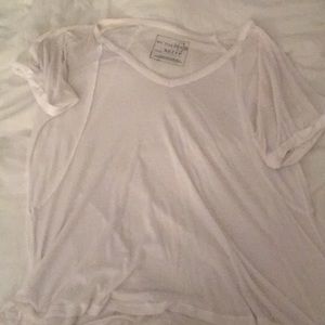White Free People Short Sleeve Flowy Shirt